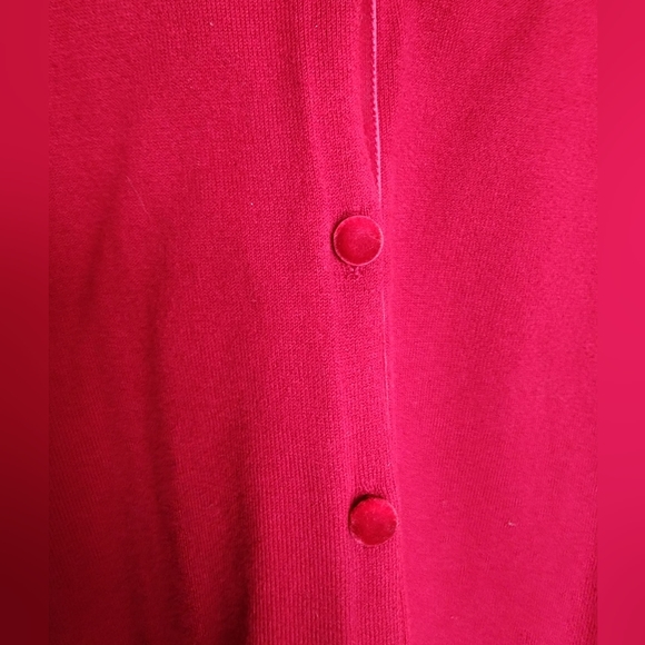 J.JILL Red Knit Button Front Cardigan Sweater Cotton Blend 6 Velvet Buttons LG - Picture 3 of 7